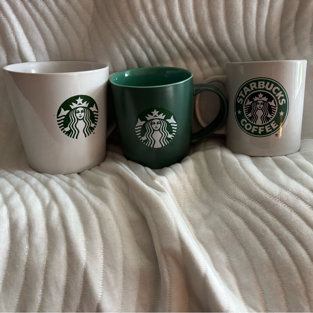 Starbucks Ceramic Mug Trio - White and Green Logos